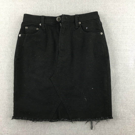 Showpo Womens Denim Mini Skirt Size 8 Black Pockets