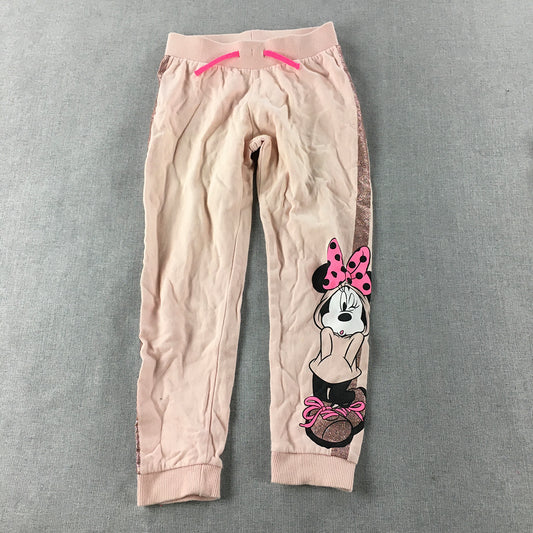 Disney Minnie Mouse Kids Girls Jogger Pants Size 5 Pink Drawstring Tracksuit