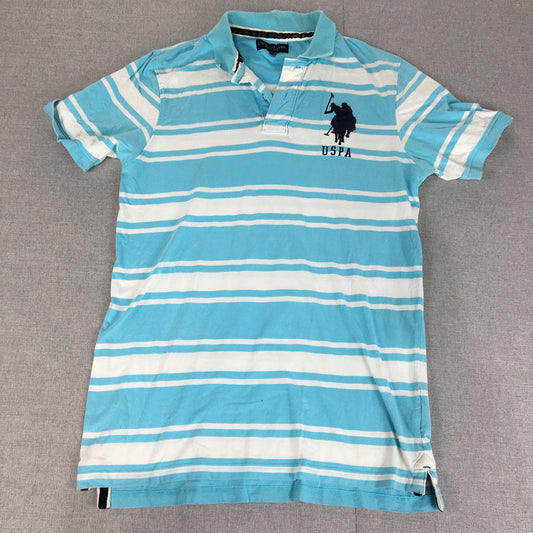 U.S. Polo Assn. Womens Shirt Size XL Blue Striped Logo Collared Rugby