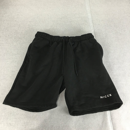 Nicce Mens Shorts Size XL Black Drawstring Logo Pockets Elastic Waist