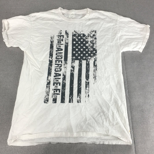 Ft Lauderdale Florida Mens T-Shirt Size S White USA Flag Short Sleeve Tee