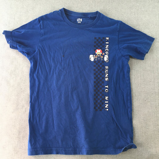 Uniqlo UT x Super Mario Kids Boys T-Shirt Size 11 - 12 Years Blue Toad Kart