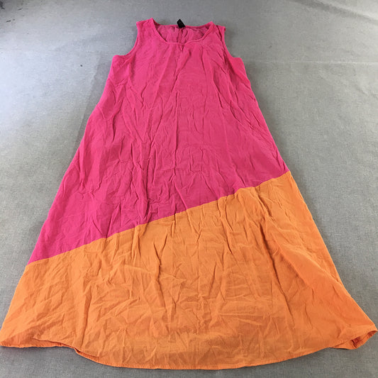 Emery Rose Womens A-Line Dress Size S Pink Orange Midi Sleeveless