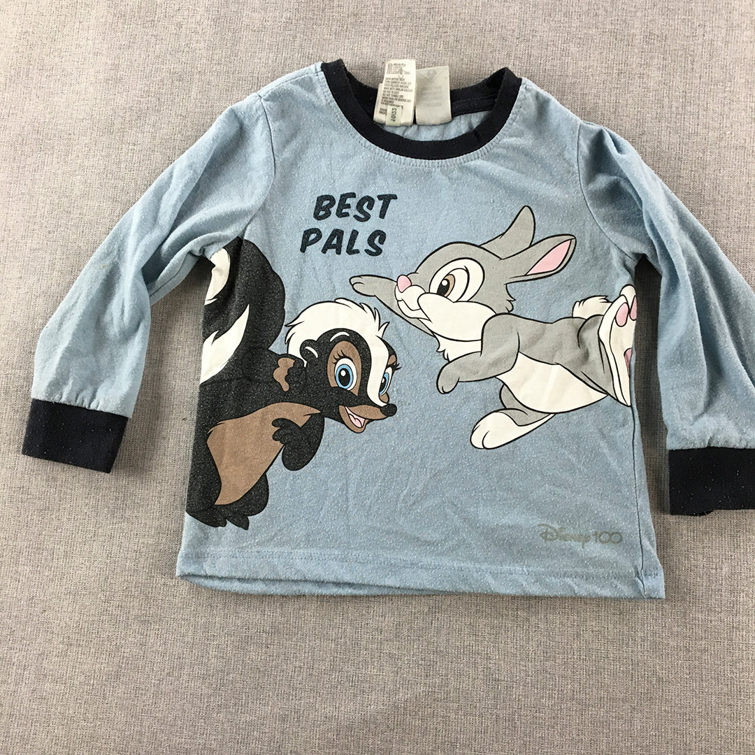 Disney Bambi Thumper Baby Toddler Shirt Size 2 Blue Long Sleeve Jumper