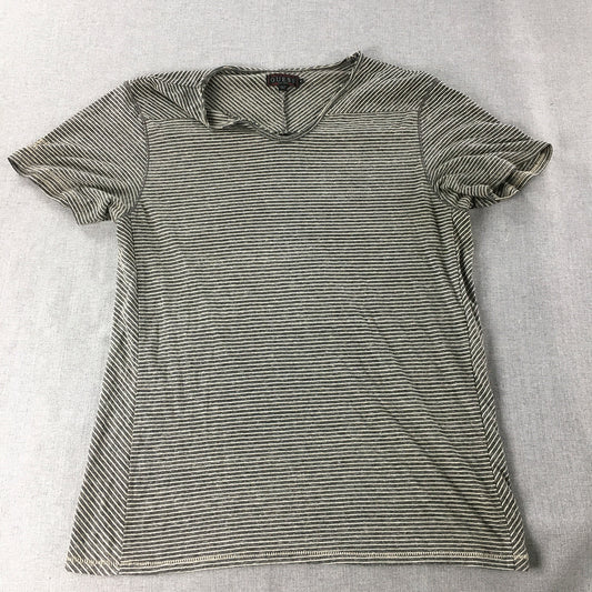 Guess Mens T-Shirt Size M Grey Striped Short Sleeve Tee