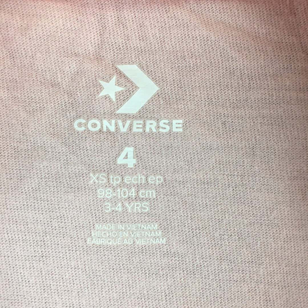 Converse Kids Girls T-Shirt Size 4 Pink Big Logo Short Sleeve All Star Top