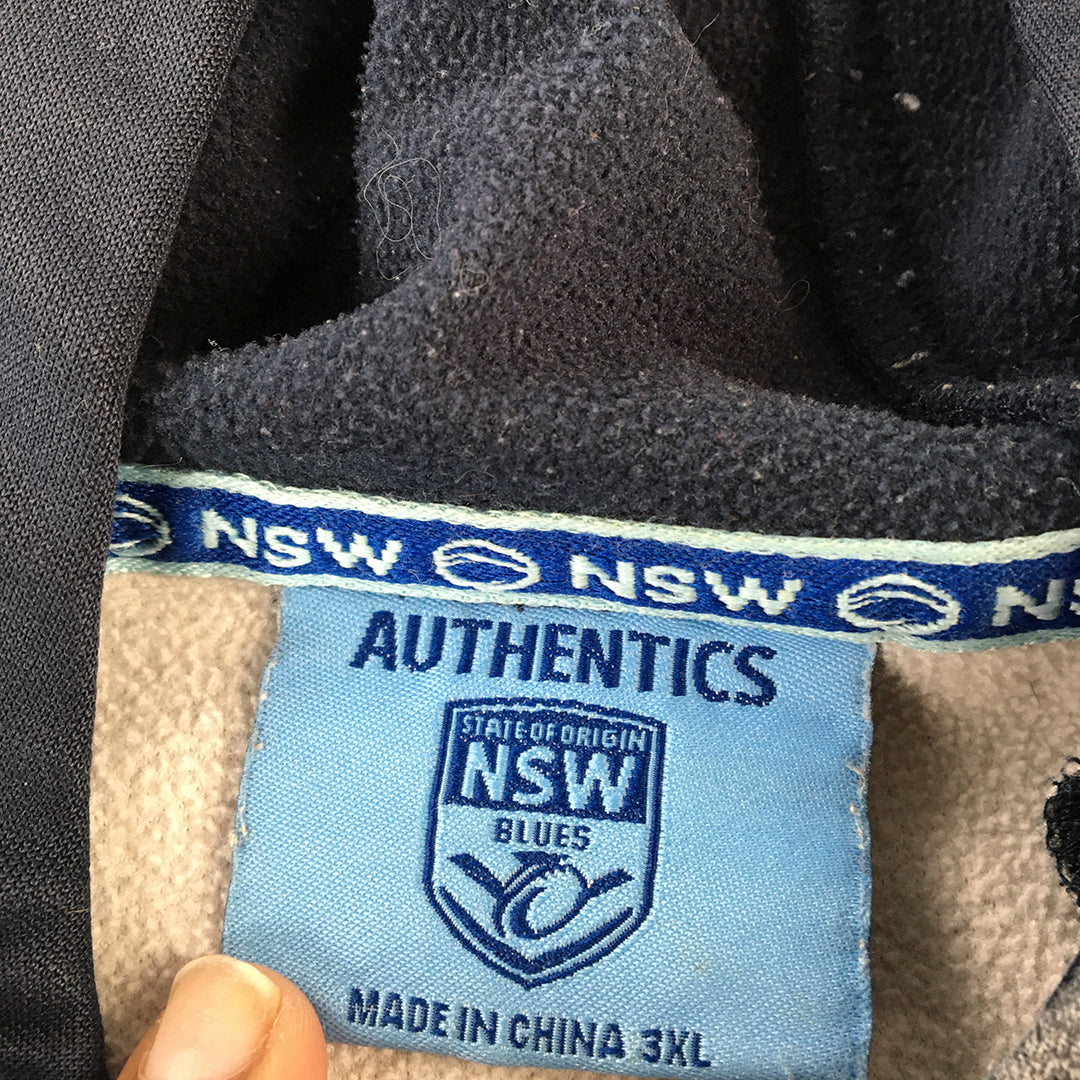 NSW Blues Mens Hoodie Sweater Size 3XL Grey State Of Origin Pullover Jumper