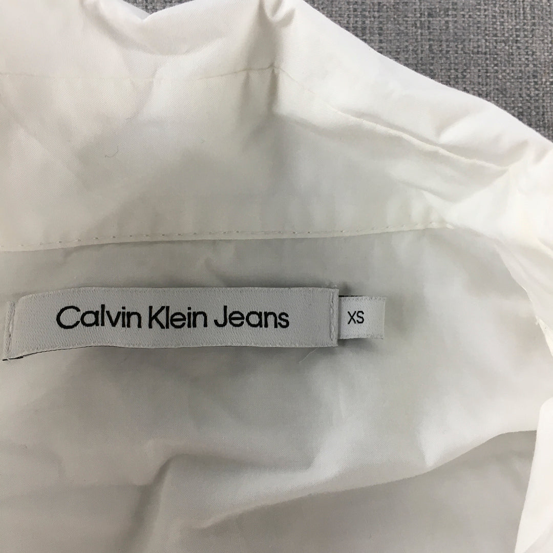 Calvin Klein Jeans Mens Shirt Size XS White Long Sleeve Logo Button-Up