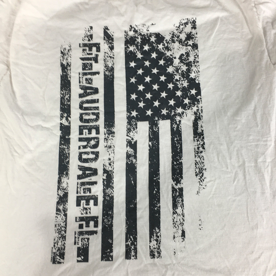 Ft Lauderdale Florida Mens T-Shirt Size S White USA Flag Short Sleeve Tee