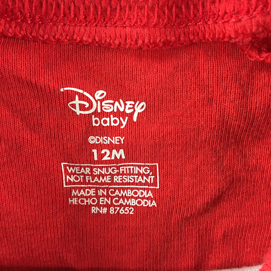 Disney Baby T-Shirt Size 1 (12 Months) Grey Red Mickey Mouse