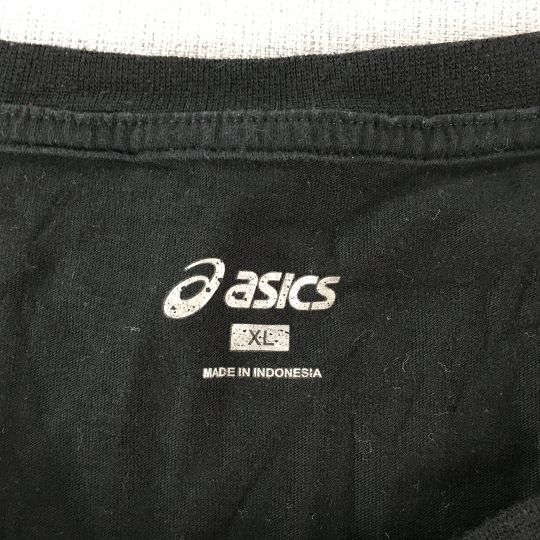 Asics Womens T-Shirt Size XL Black Logo Short Sleeve Crew Neck Top