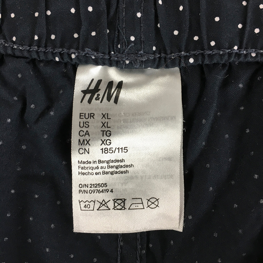 H&M Mens Sleepwear Shorts Size XL Blue Dot Pockets Pajama