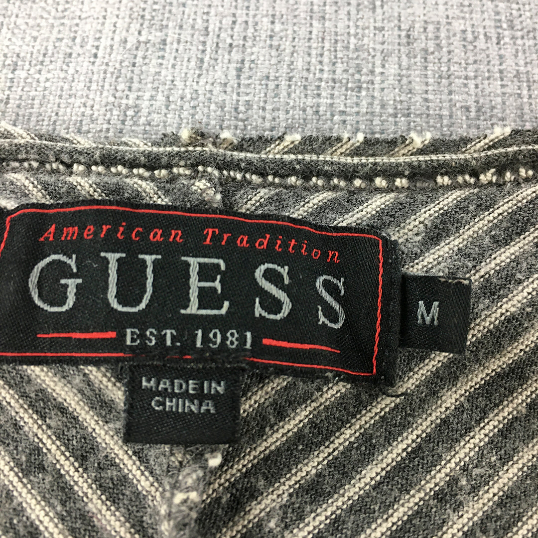 Guess Mens T-Shirt Size M Grey Striped Short Sleeve Tee