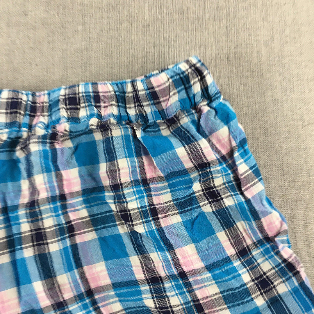 Uniqlo Womens Shorts Size M Blue Checkered Drawstring Pockets