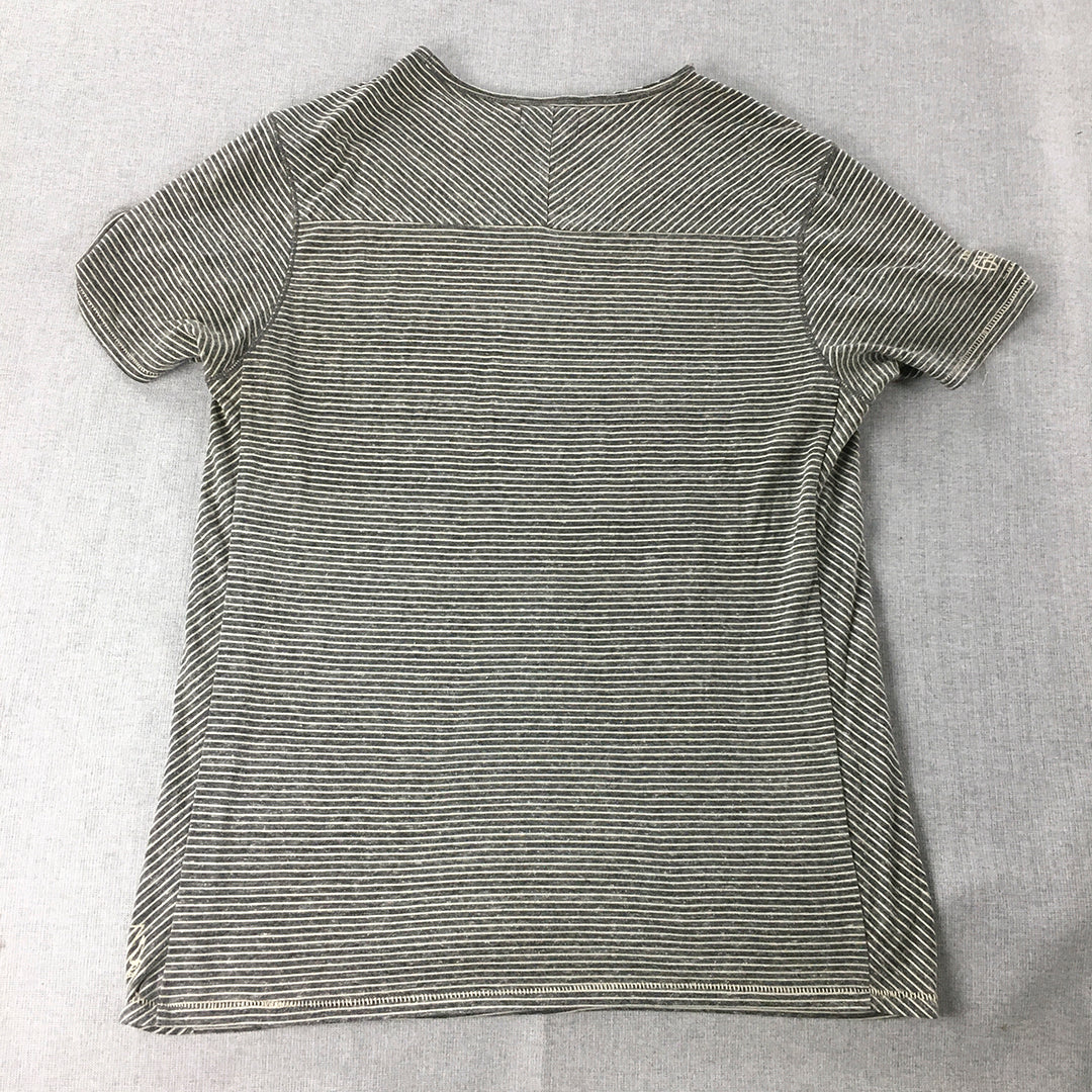 Guess Mens T-Shirt Size M Grey Striped Short Sleeve Tee