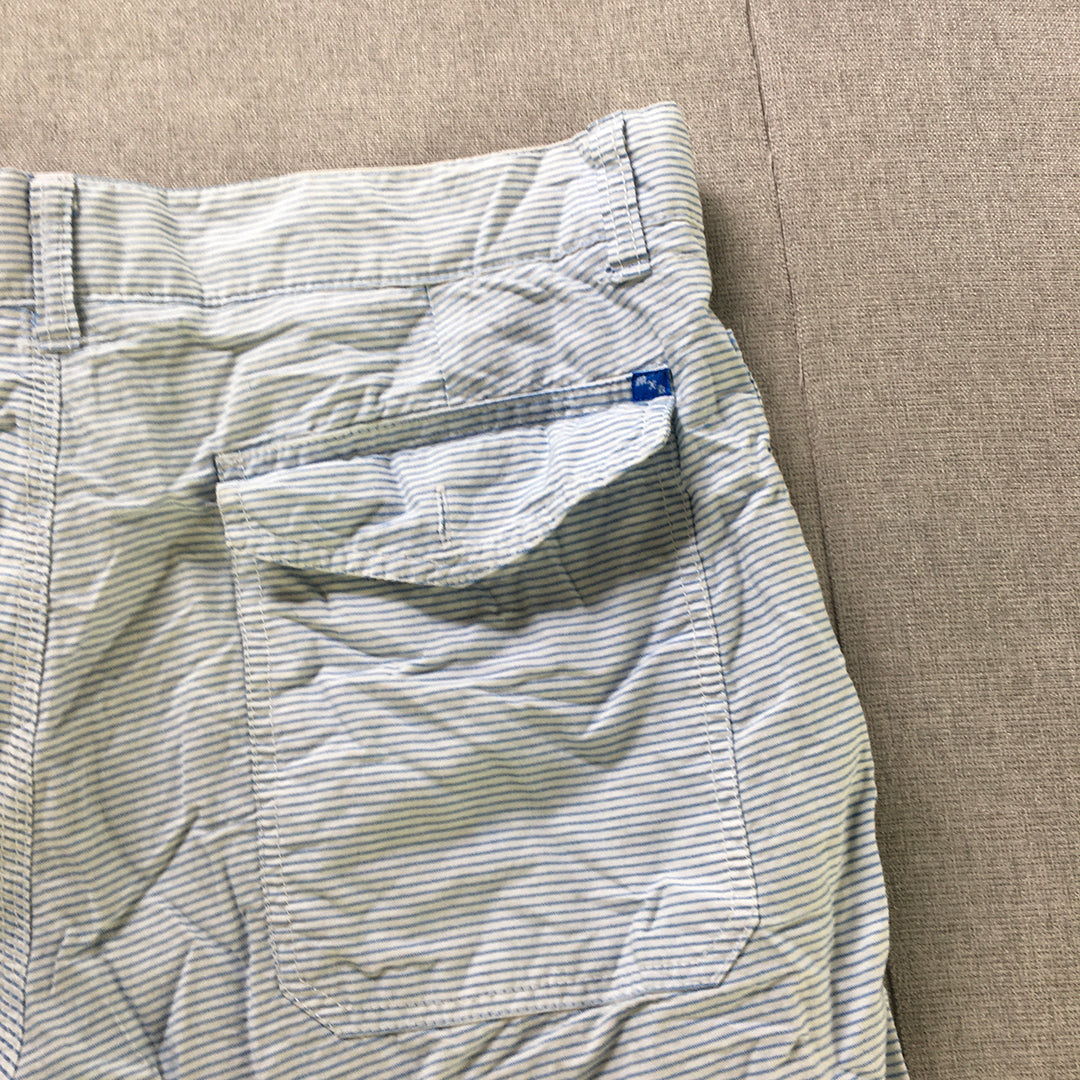 MXK Mens Chino Shorts Size 34 White Blue Striped Pockets