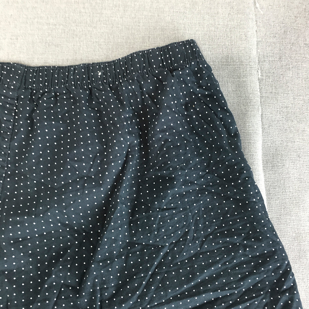 H&M Mens Sleepwear Shorts Size XL Blue Dot Pockets Pajama