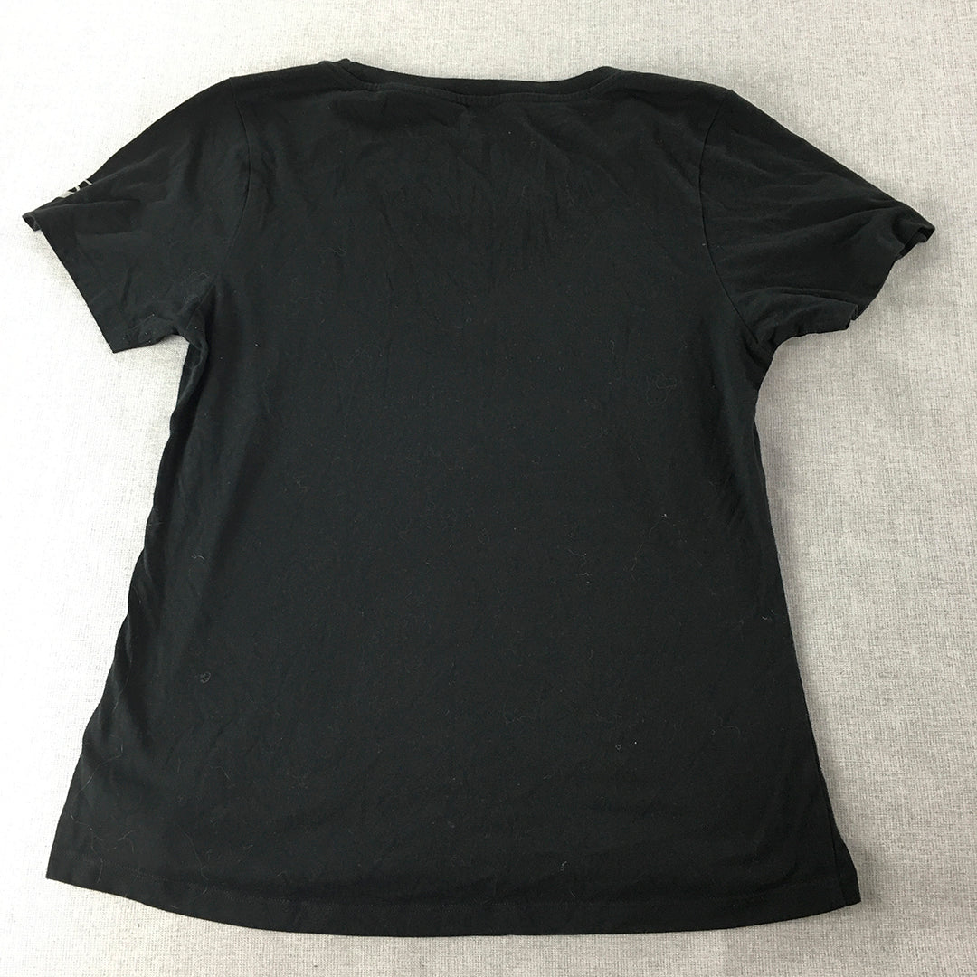 Asics Womens T-Shirt Size XL Black Logo Short Sleeve Crew Neck Top