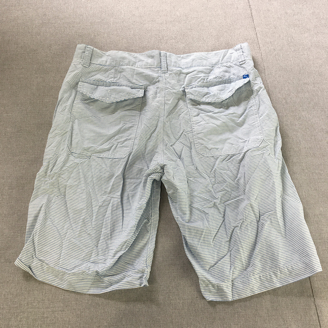 MXK Mens Chino Shorts Size 34 White Blue Striped Pockets