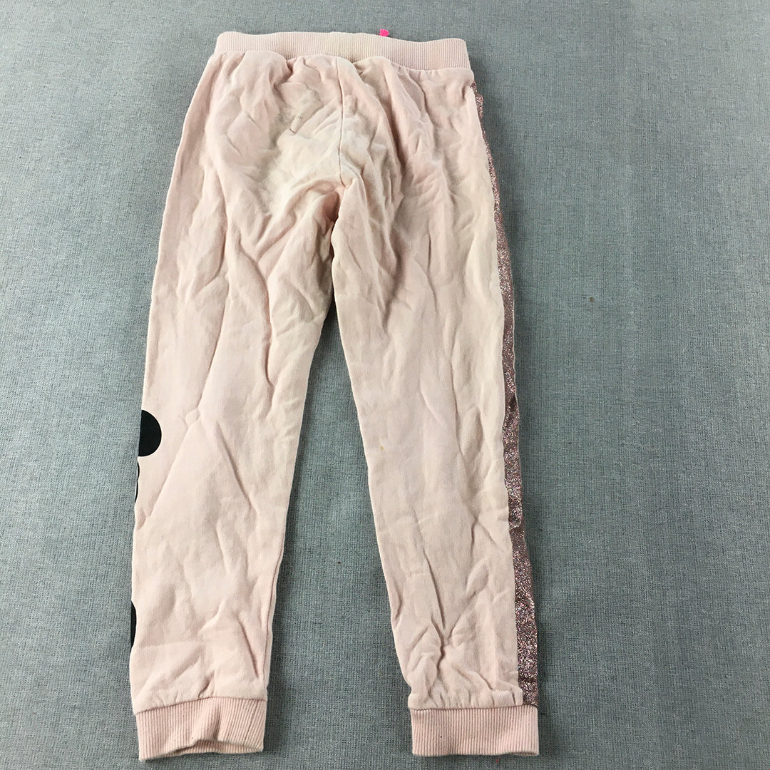 Disney Minnie Mouse Kids Girls Jogger Pants Size 5 Pink Drawstring Tracksuit