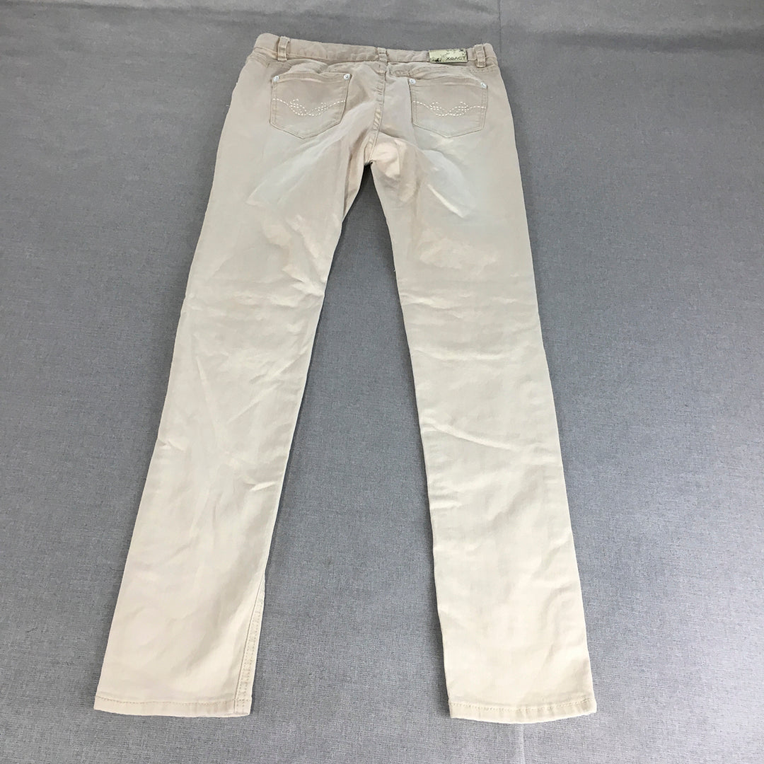 X Act Womens Skinny Jeans Size XL (W30 x L31) Cream Beige Stretch Denim