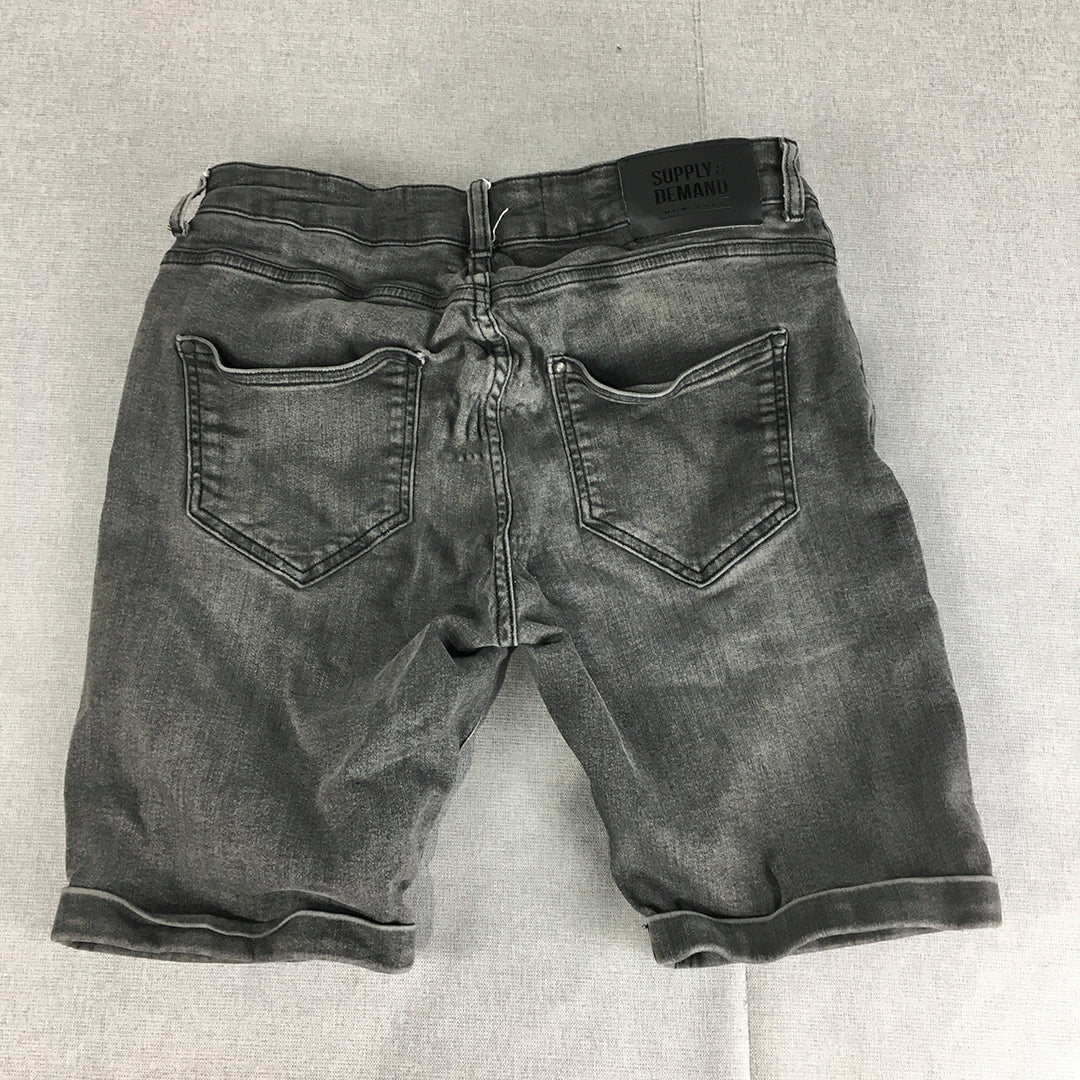 Supply & Demand Mens Denim Shorts Size M Black Light Wash Jorts Pockets