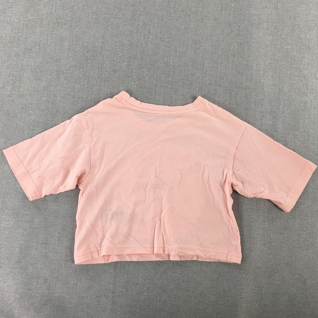 Converse Kids Girls T-Shirt Size 4 Pink Big Logo Short Sleeve All Star Top