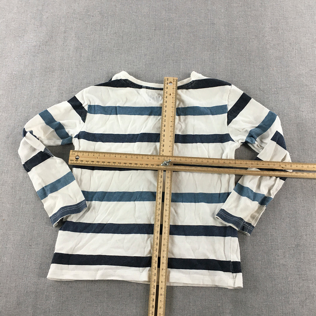 Bluey Kids Boys Shirt Size 5 White Blue Striped Long Sleeve Pullover Top