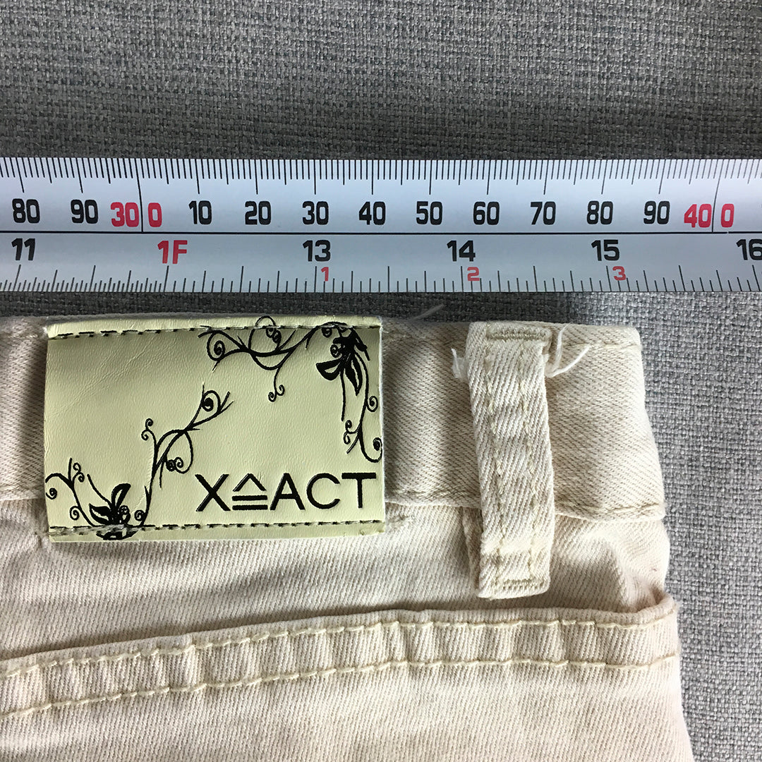 X Act Womens Skinny Jeans Size XL (W30 x L31) Cream Beige Stretch Denim