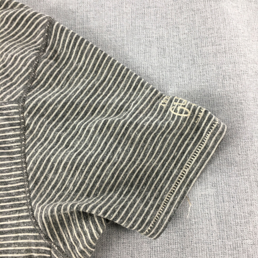 Guess Mens T-Shirt Size M Grey Striped Short Sleeve Tee