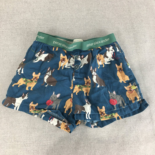 Peter Alexander Mens Sleep Shorts Size XS Blue Pajama Elastic Waist Dogs