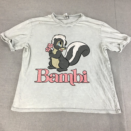 Dinsey Bambi Womens T-Shirt Size M Grey Skunk Short Sleeve Top