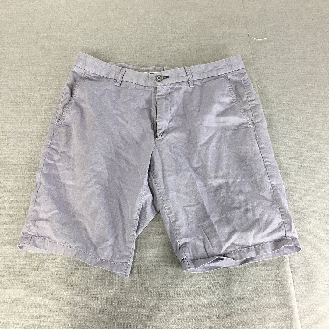 Massimo Dutti Mens Chino Shorts Size 32 Purple Pockets Casual Walking