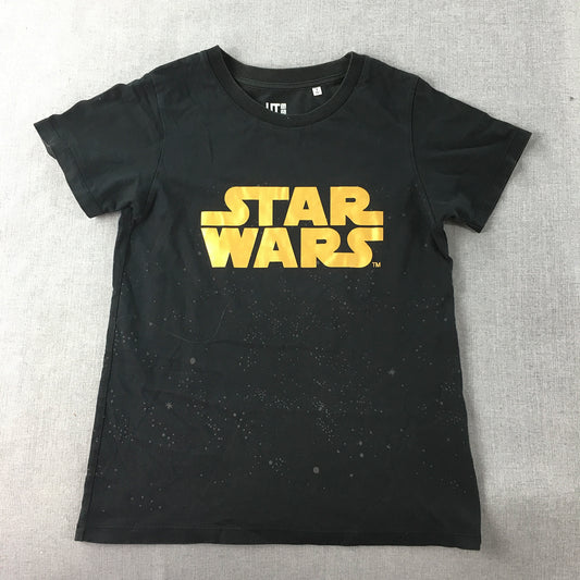 Uniqlo x Star Wars Womens T-Shirt Size S Black Logo Crew Neck Short Sleeve