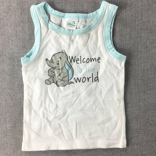 Disney Dumbo Baby Top Size 00 White Sleeveless Shirt