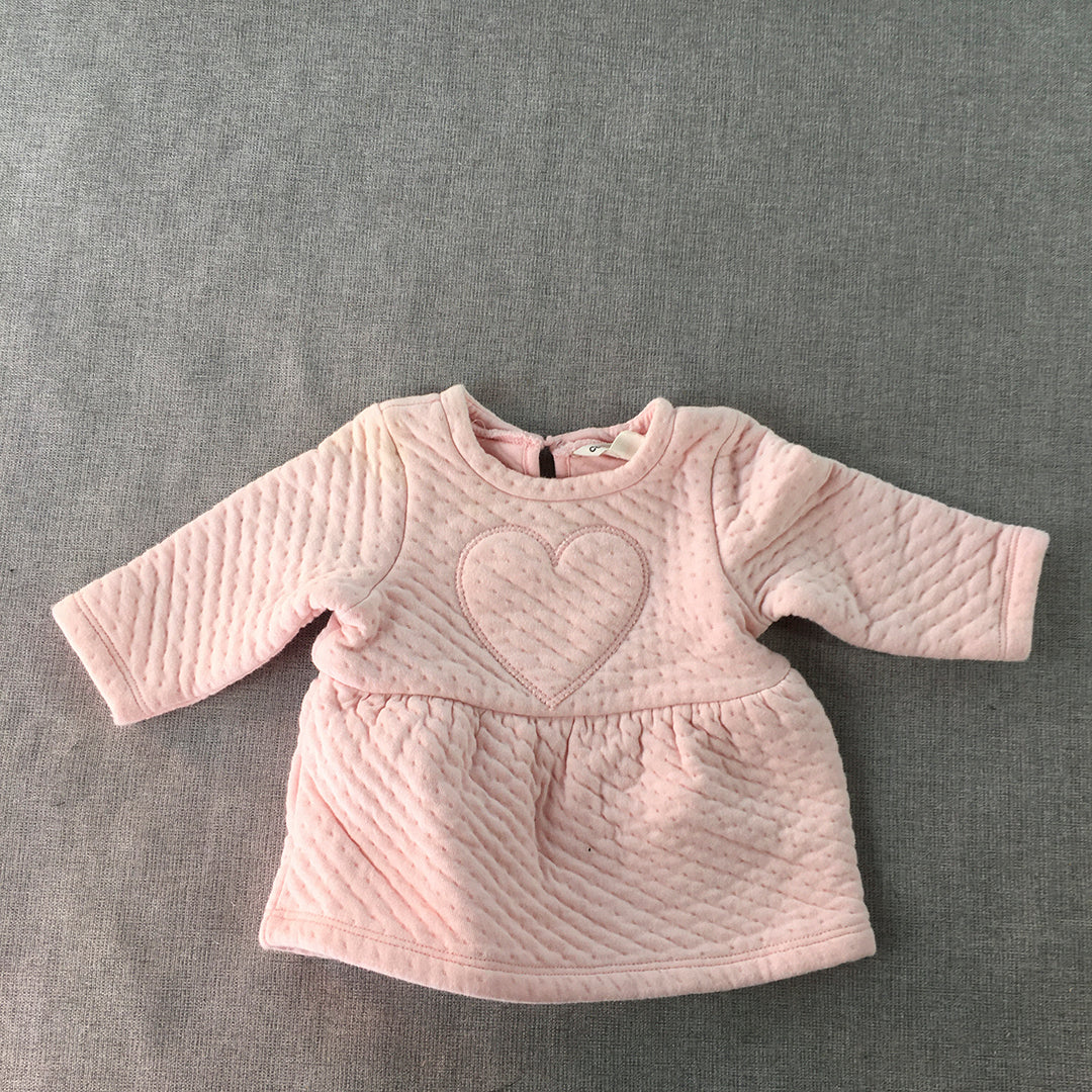 Country Road Baby Girls Top Size 000 (0 - 3 Months) Pink Love Heart Quilted