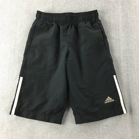 Adidas Kids Boys Shorts Size 6 - 7 Years Black Logo Pockets Elastic Waist