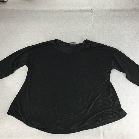 Autograph Womens Knit Top Size 18 Black 3/4 Length Sleeves Pullover Shirt