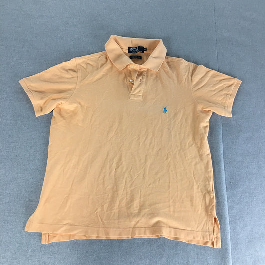 Polo Ralph Lauren Womens Shirt Size M Peach Orange Collared Pony Logo Rugby