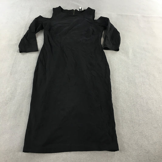 Witchery Womens Dress Size M Black Cold Shoulder Midi Stretch