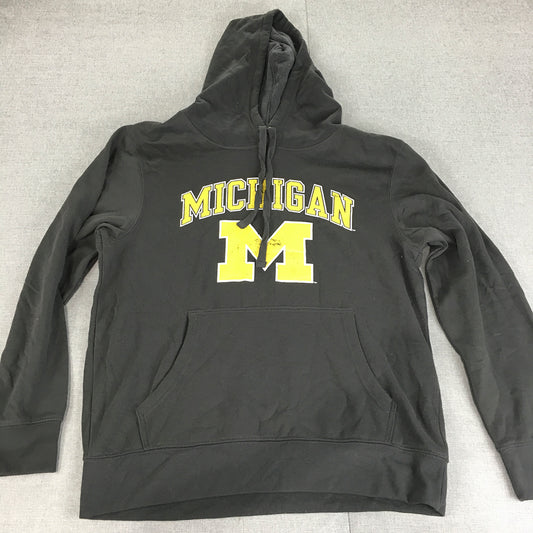 University of Michigan Mens Hoodie Sweater Size L Grey Wolverines College USA