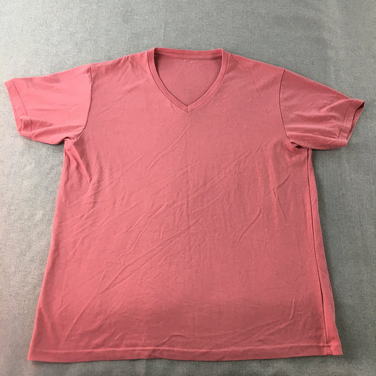 Uniqlo Mens T-Shirt Size L Pink V-Neck Short Sleeve Tee