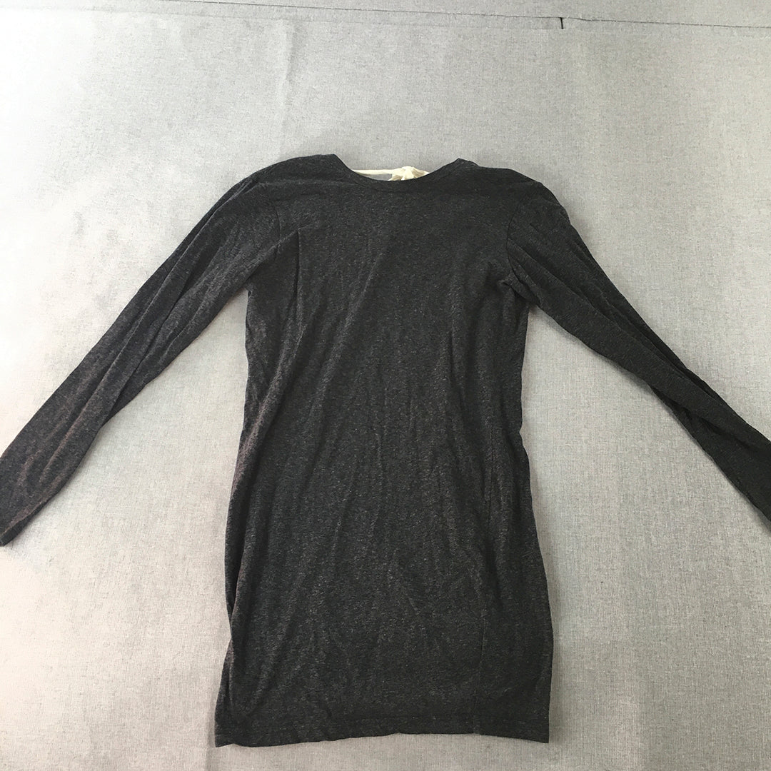 Nude Lucy Womens Sweater Dress Size S Charcoal Black Knit Mini Long Sleeve