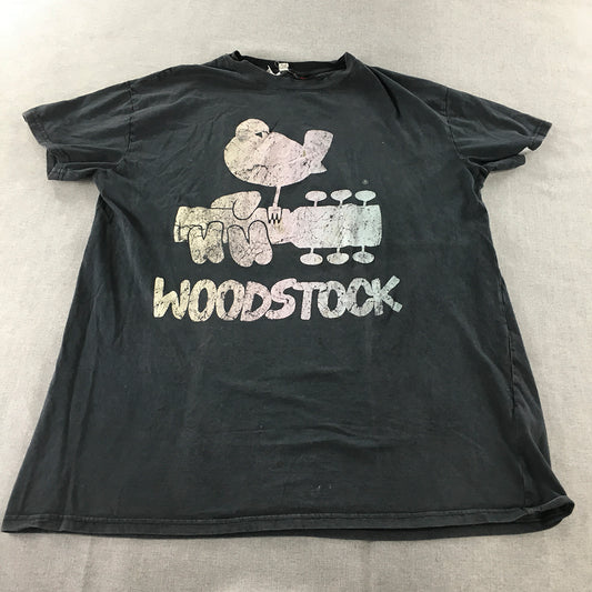 Woodstock T-Shirt Adult Size M Black Retro Short Sleeve Tee