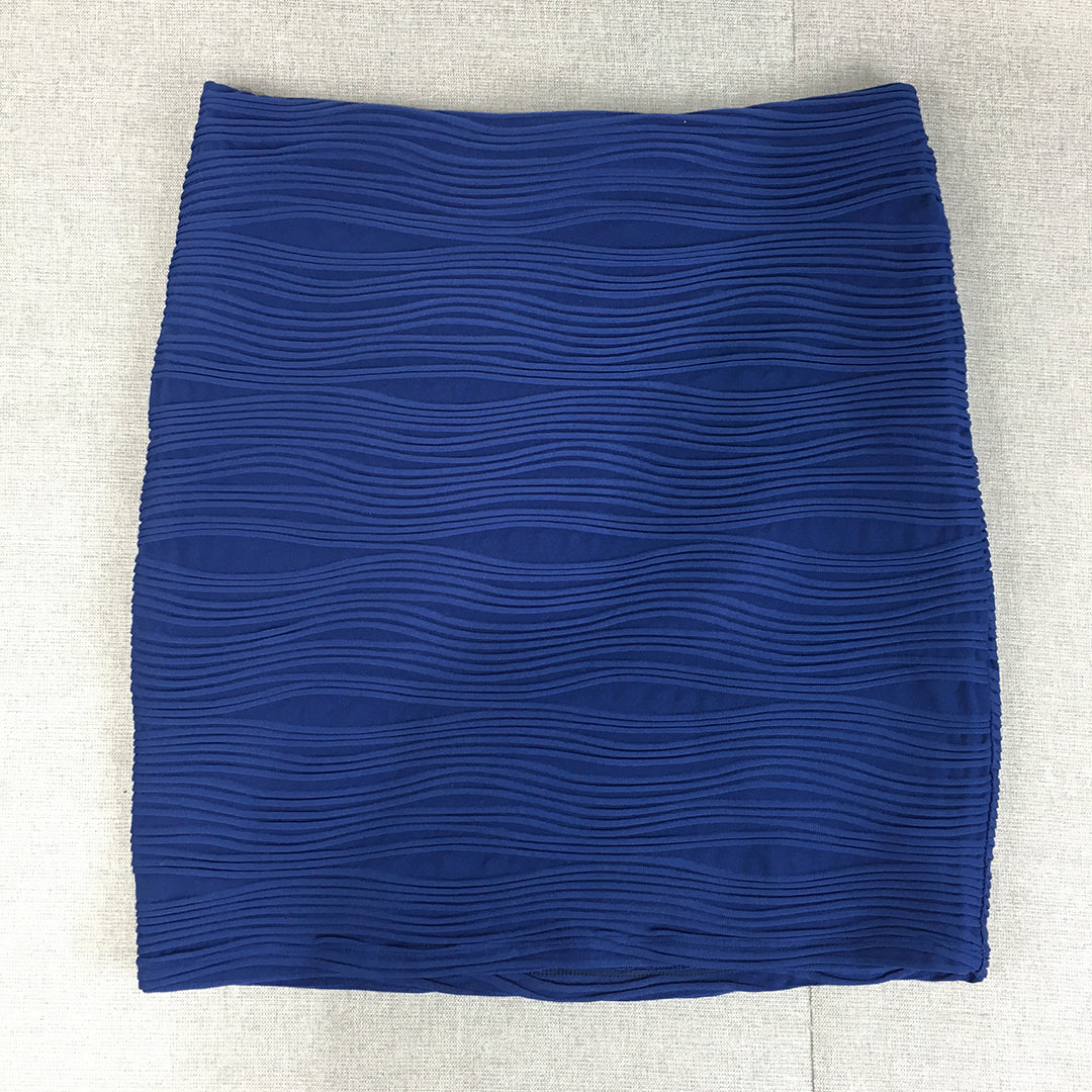 Forever New Womens Mini Skirt Size 12 Blue Straight Stretch Fabric