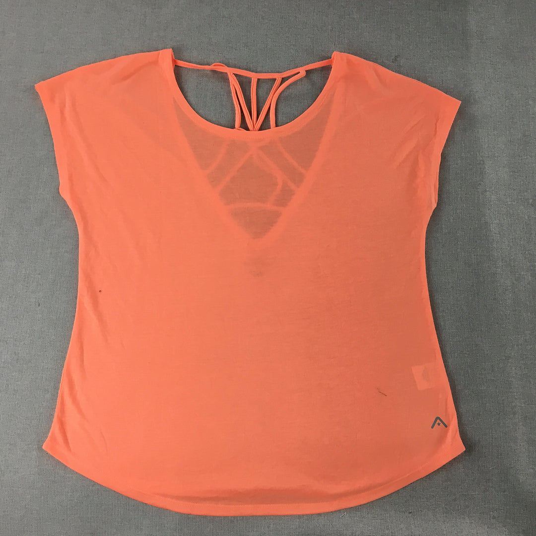 Rockwear Womens Top Size 12 Orange Short Sleeve Shirt Activewear Running