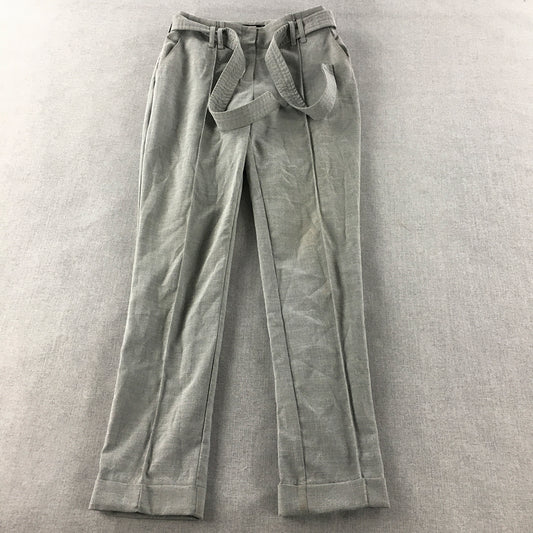 Portmans Womens Dress Pants Size 6 Grey Belted Slim Fit Stretch