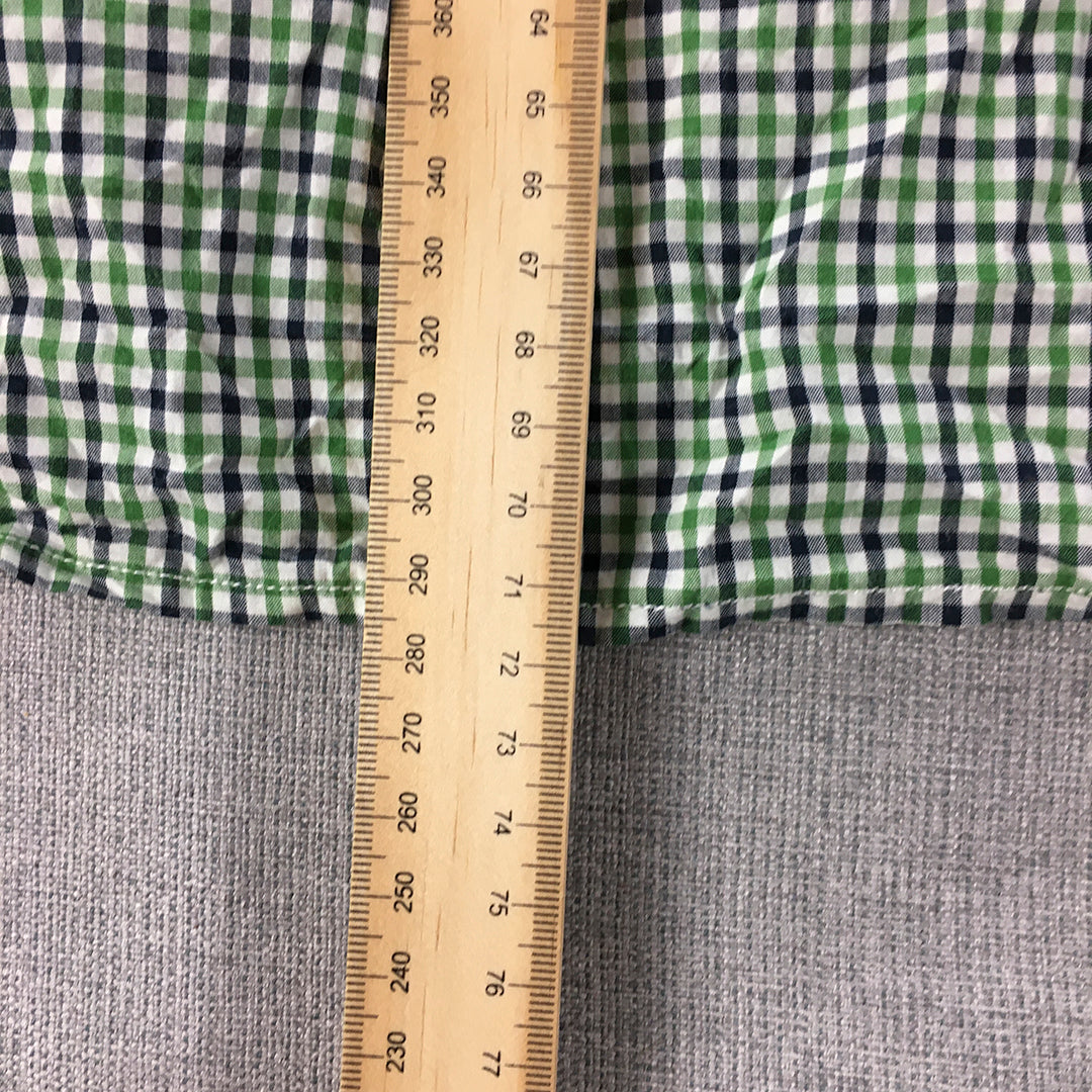 Old Navy Mens Shirt Size S Green Checkered Long Sleeve Button-Up