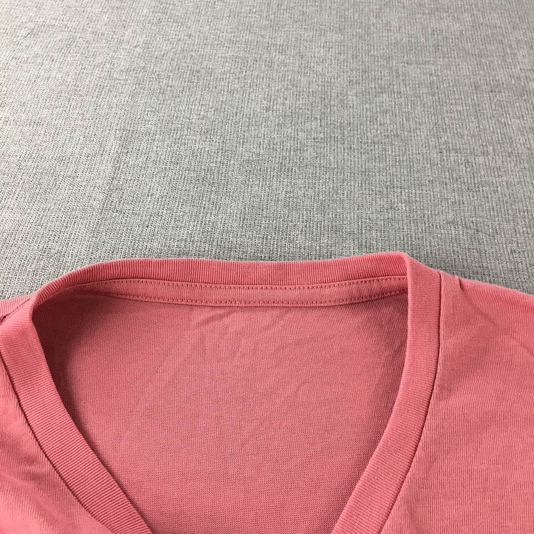 Uniqlo Mens T-Shirt Size L Pink V-Neck Short Sleeve Tee