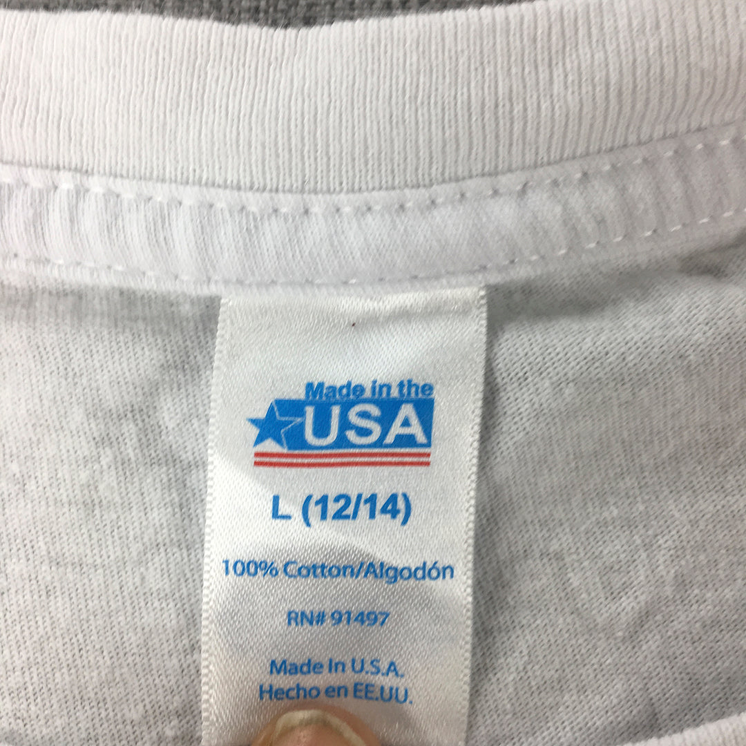 Made In America 2016 Womens T-Shirt Size L (12/14) White Crew Neck Flag Top